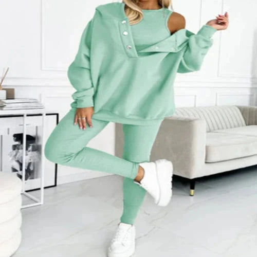 Women’s Off Shoulder Sweatshirt & Leggings Set