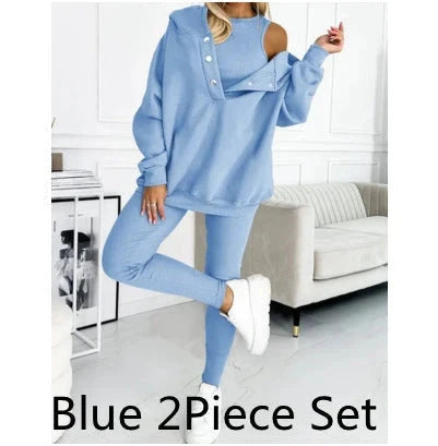 Women’s Off Shoulder Sweatshirt & Leggings Set