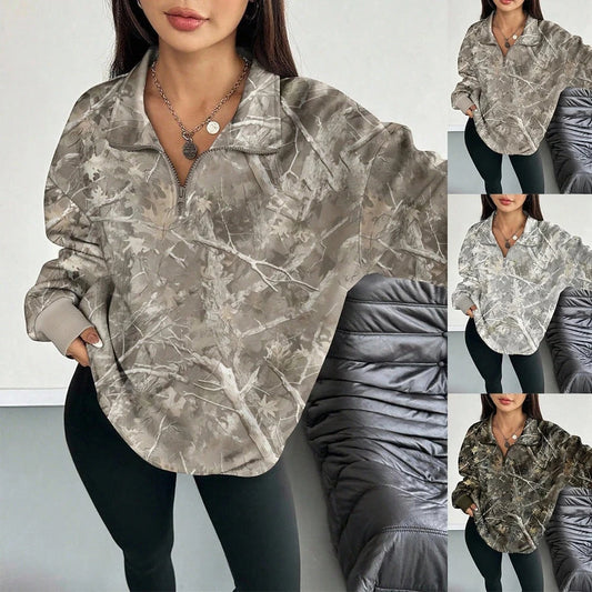 Women’s Woodland Camouflage Quarter-Zip Pullover