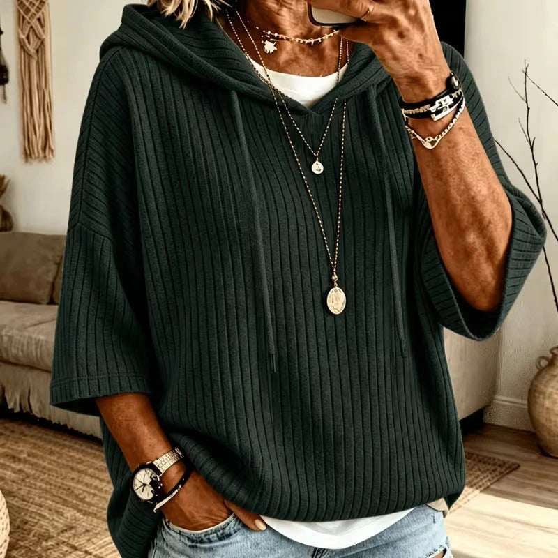 Solid-color Hoodie With Double Hoods And A Drawstring