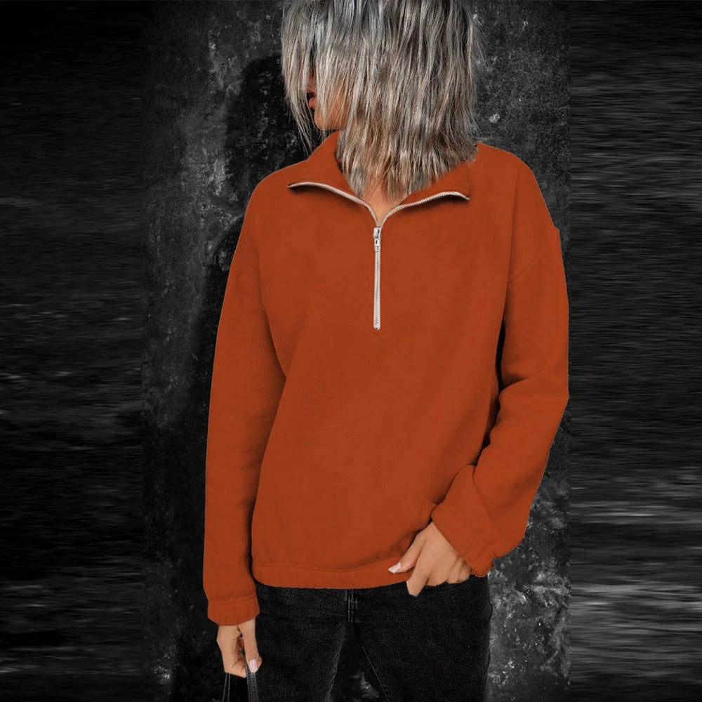 Casual Loose Solid Color Long-sleeved Pullover Sweater
