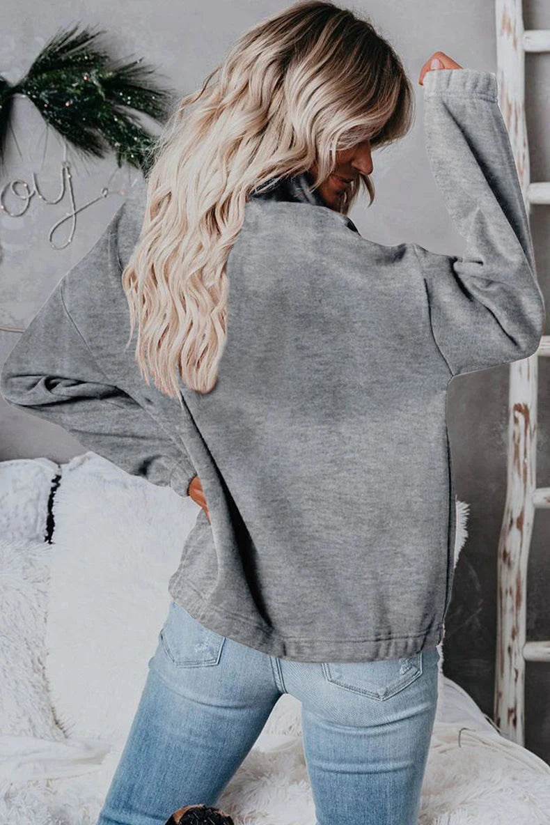 Casual Loose Solid Color Long-sleeved Pullover Sweater