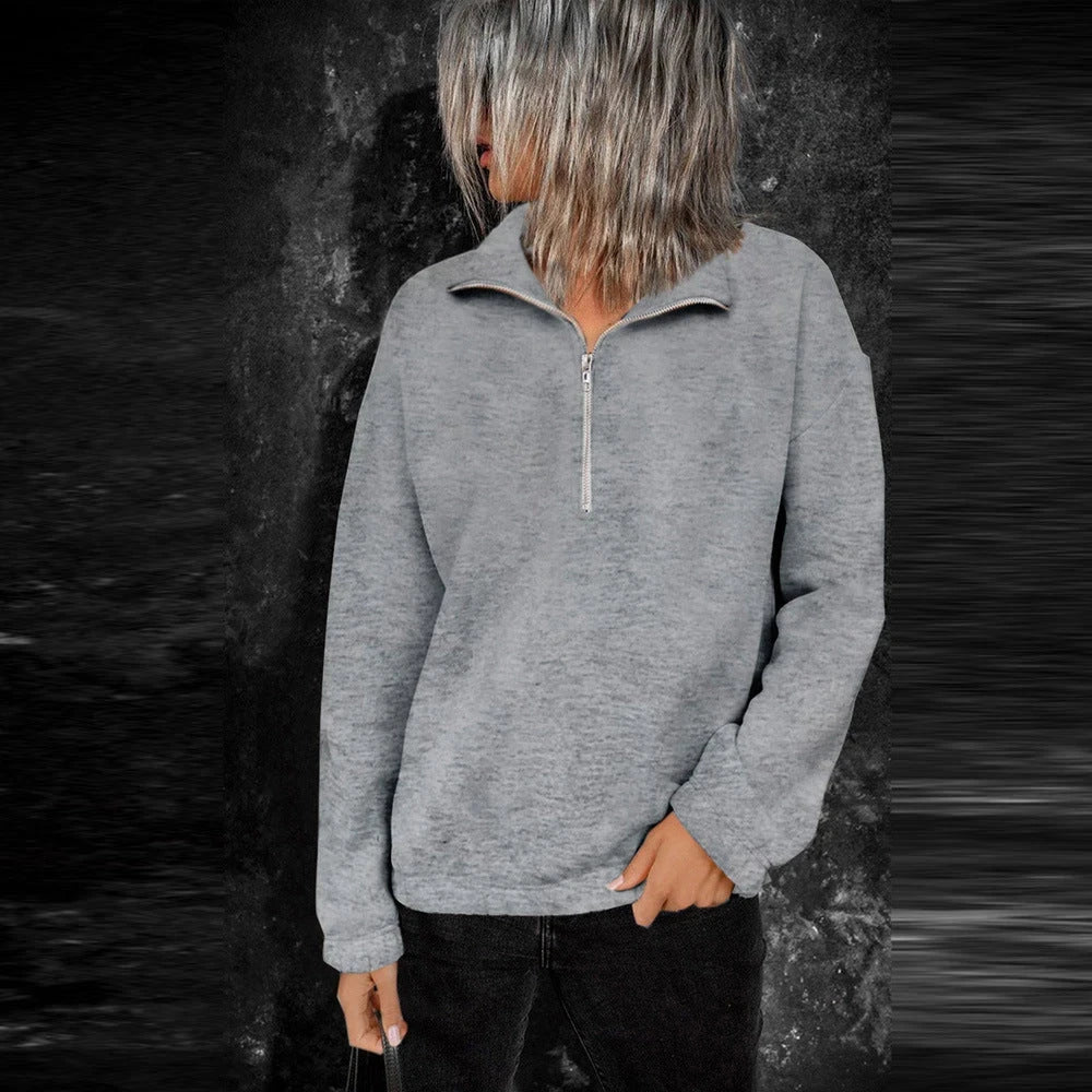 Casual Loose Solid Color Long-sleeved Pullover Sweater