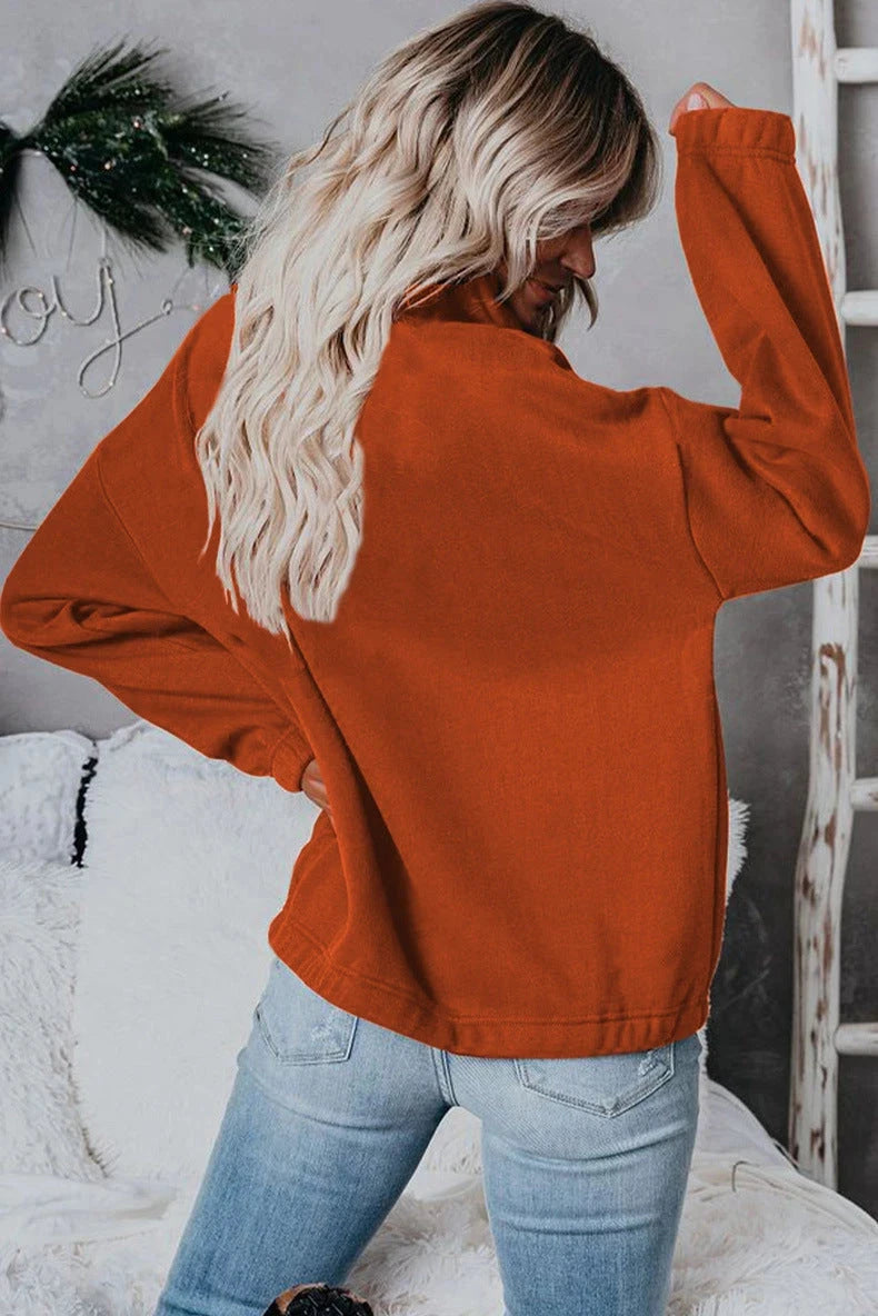 Casual Loose Solid Color Long-sleeved Pullover Sweater