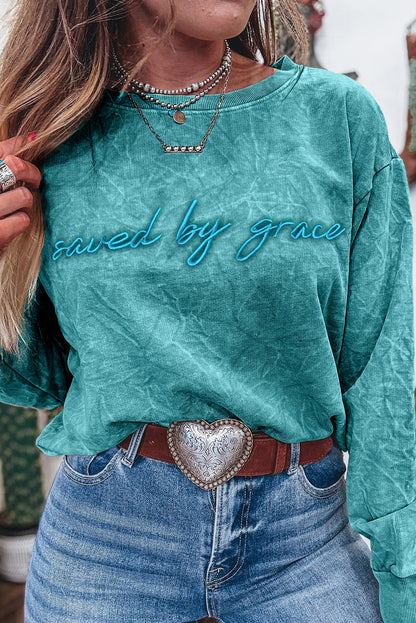 Saved by Grace Beige Graphic Sweatshirt