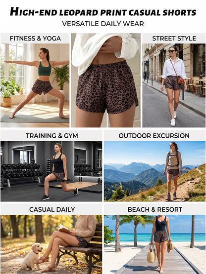 Women'S High Waisted Leopard Camo Print Shorts Soft Casual Summer Lounge Shorts Lightweight Running Shorts for Daily Wear