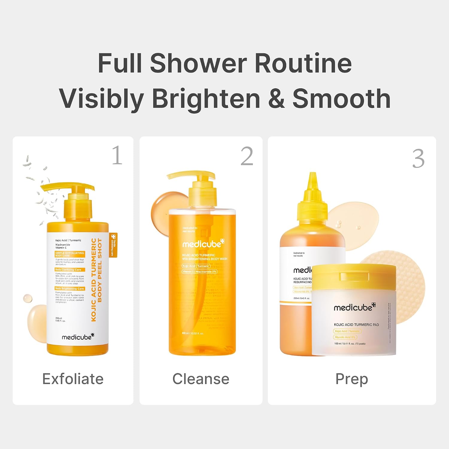 Medicube Kojic Acid Turmeric Brightening Body Wash, 13.52 Fl.Oz
