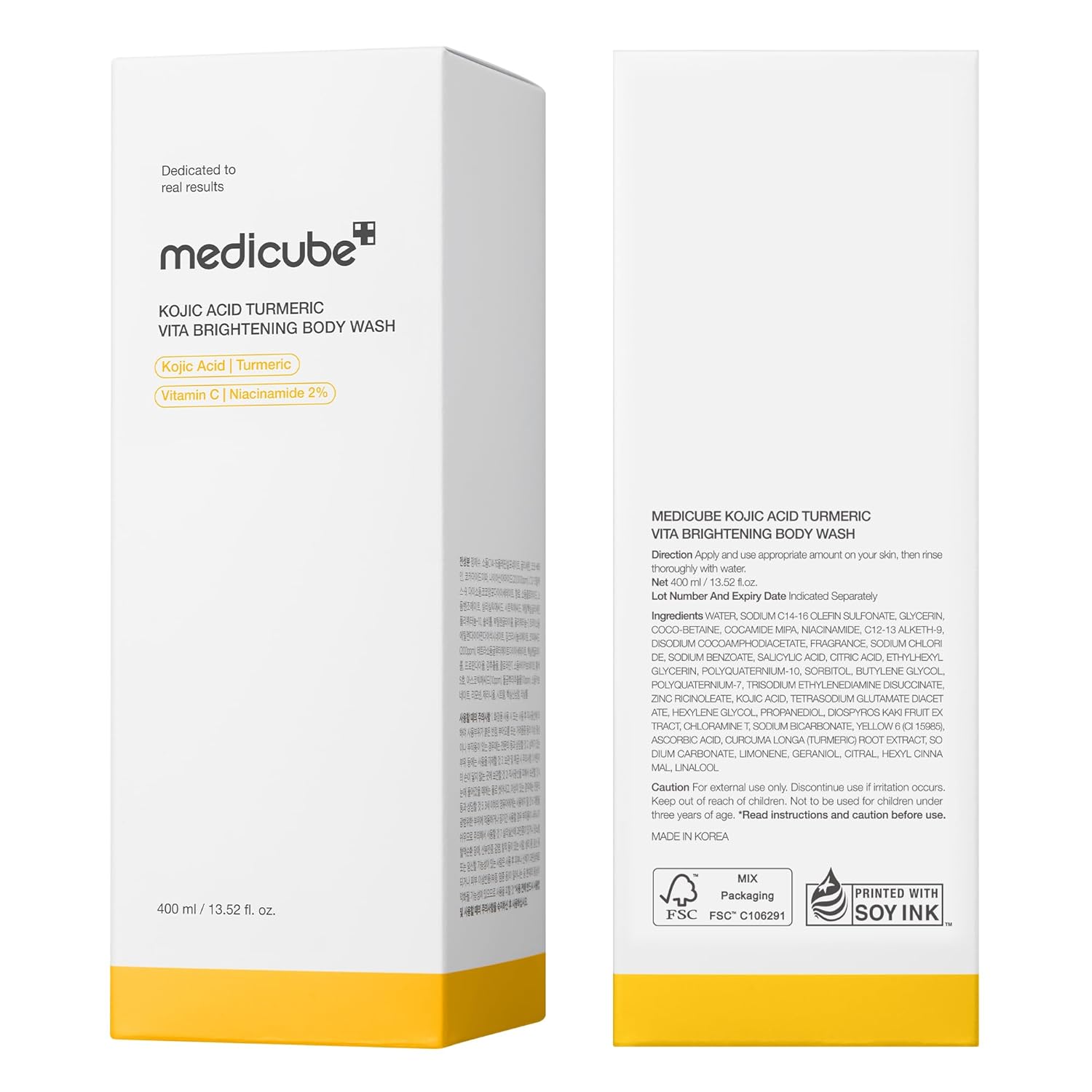 Medicube Kojic Acid Turmeric Brightening Body Wash, 13.52 Fl.Oz