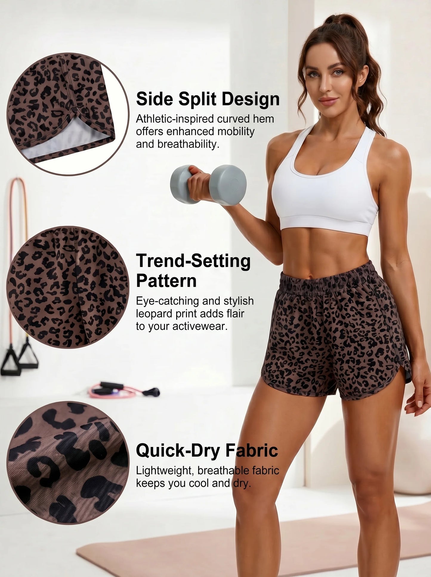 Women'S High Waisted Leopard Camo Print Shorts Soft Casual Summer Lounge Shorts Lightweight Running Shorts for Daily Wear