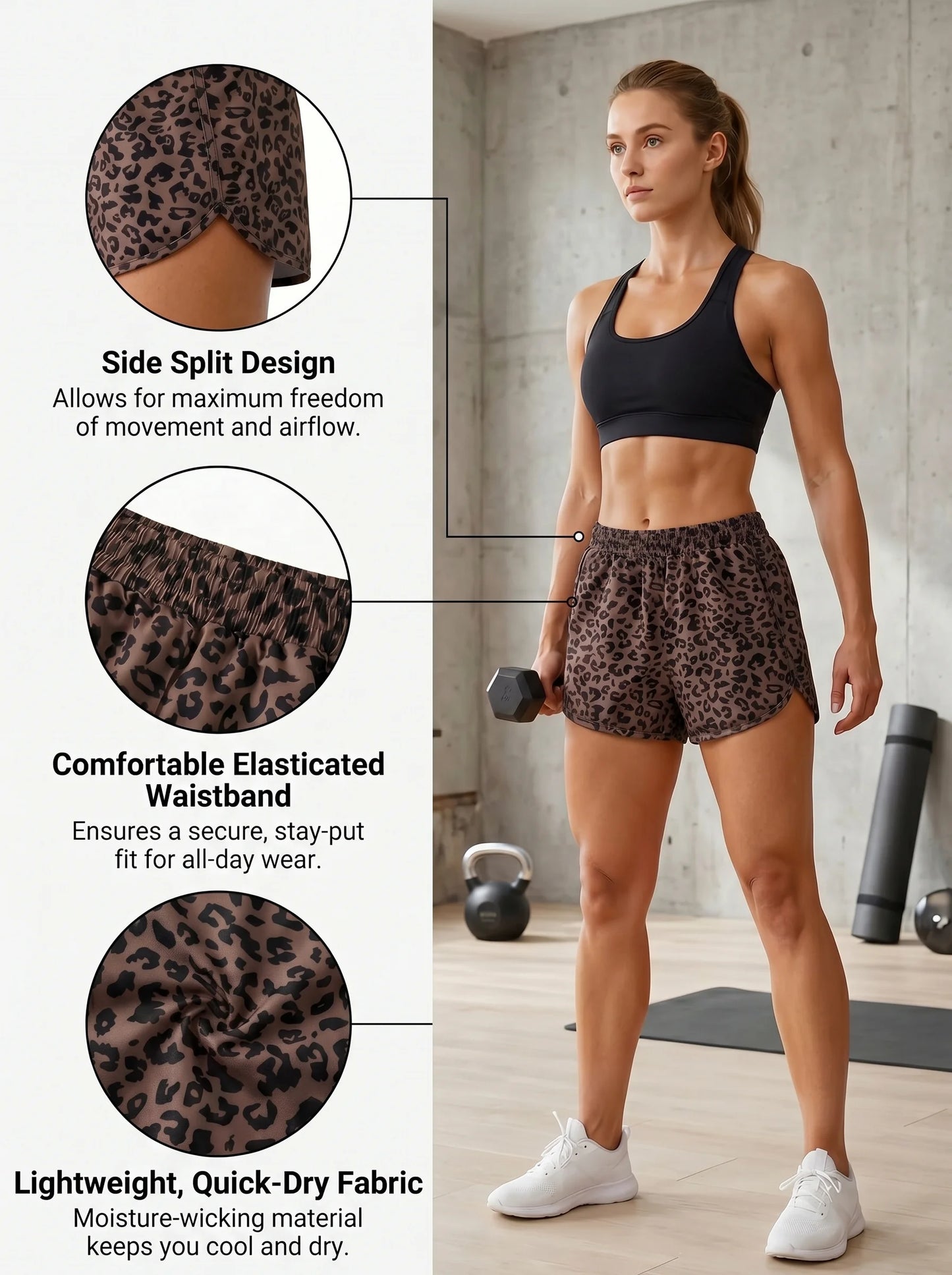 Women'S High Waisted Leopard Camo Print Shorts Soft Casual Summer Lounge Shorts Lightweight Running Shorts for Daily Wear