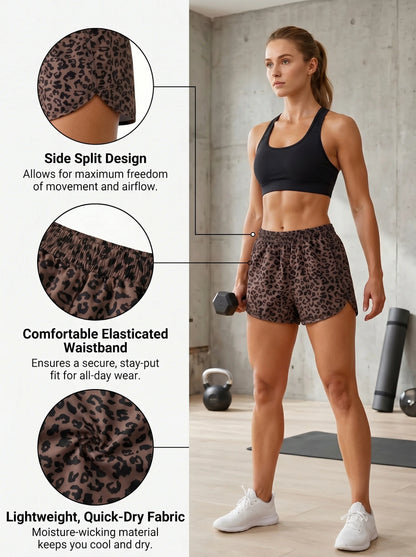 Women'S High Waisted Leopard Camo Print Shorts Soft Casual Summer Lounge Shorts Lightweight Running Shorts for Daily Wear