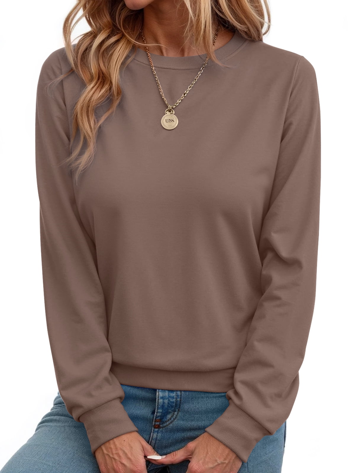 Fall Sweatshirts for Women Crewneck Long Sleeve Shirts Casual Tunic Tops Lightweight Pullover Sweatshirts