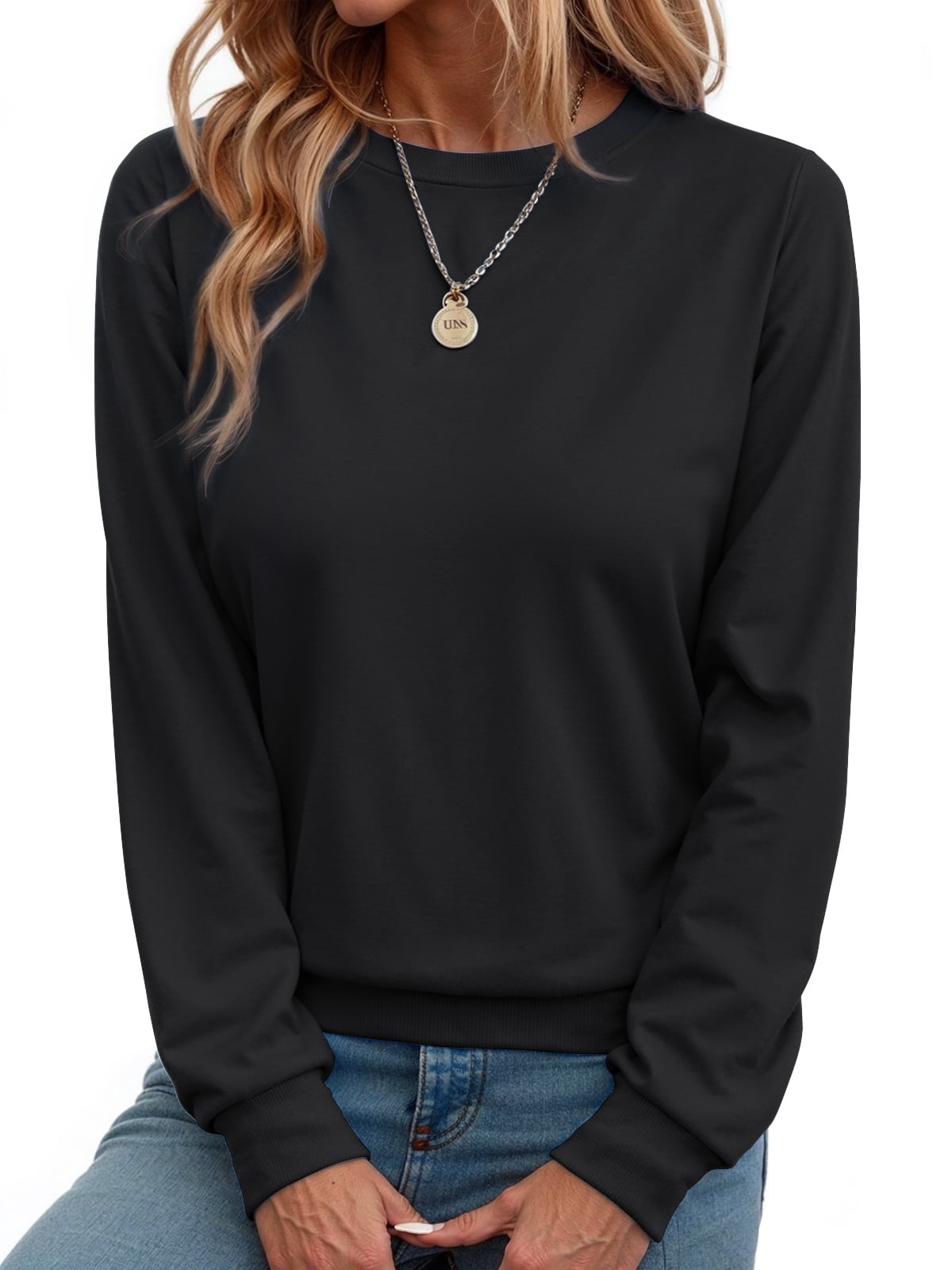 Fall Sweatshirts for Women Crewneck Long Sleeve Shirts Casual Tunic Tops Lightweight Pullover Sweatshirts