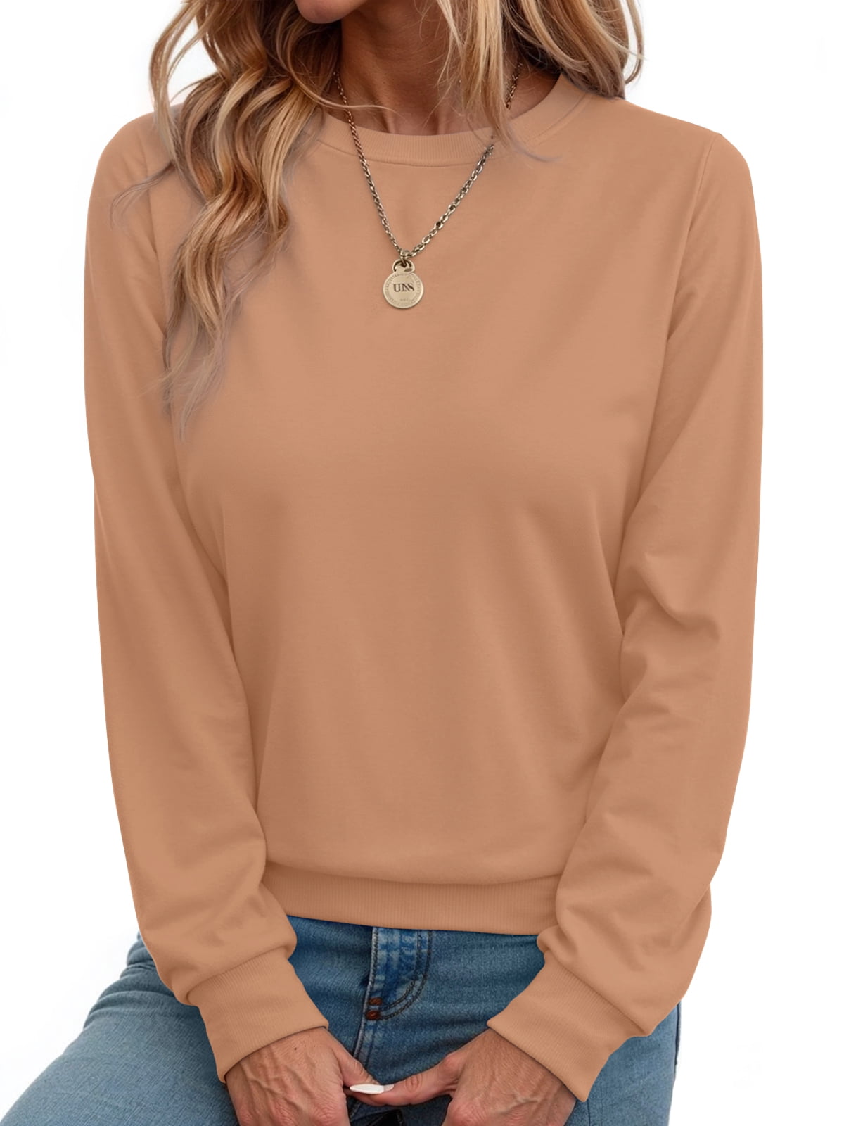 Fall Sweatshirts for Women Crewneck Long Sleeve Shirts Casual Tunic Tops Lightweight Pullover Sweatshirts