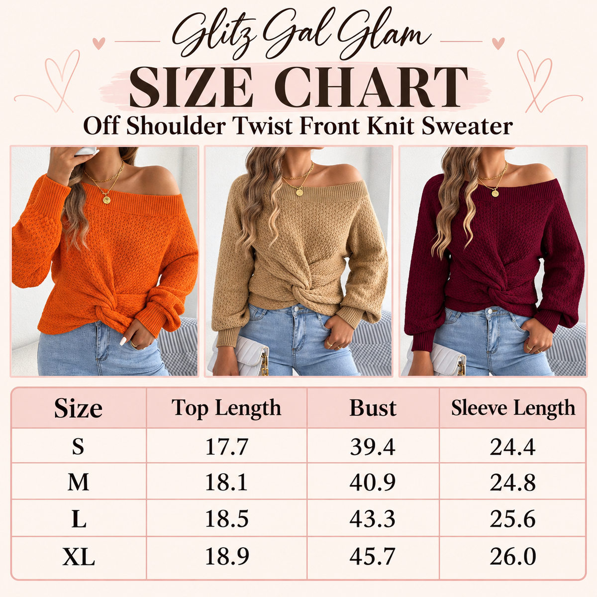 Women’s Off Shoulder Twist Front Knit Sweater – Long Sleeve