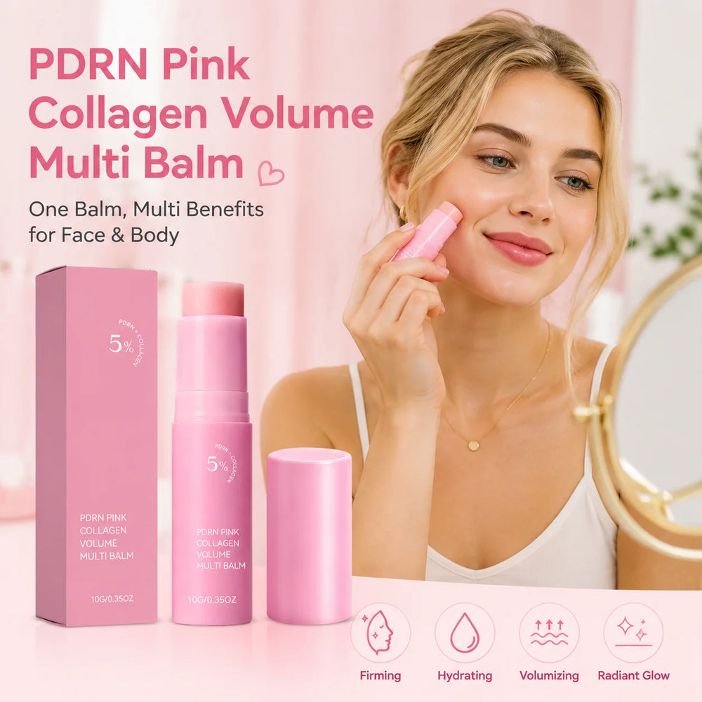 PDRN Pink Collagen Volume Multi Balm Stick Plumping Revitalize Skin Brighten Smooth Fine Lines for Face,Neck,Under Eyes,Lip Care