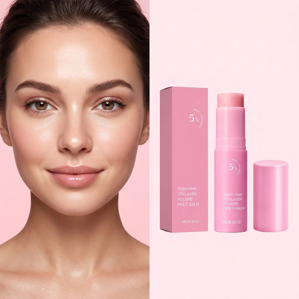 PDRN Pink Collagen Volume Multi Balm Stick Plumping Revitalize Skin Brighten Smooth Fine Lines for Face,Neck,Under Eyes,Lip Care