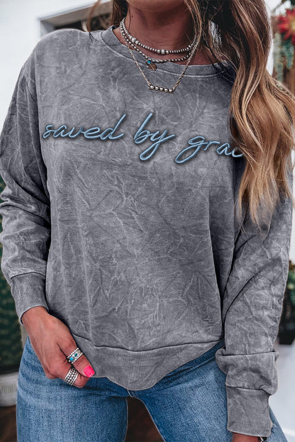 Saved by Grace Beige Graphic Sweatshirt