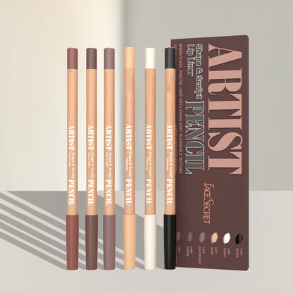 Face Secret Artist Shape Sculpt Lip Liner Pencil Set, Weightless Precise Liner with Super Soft Blendable Texture Matte Soft