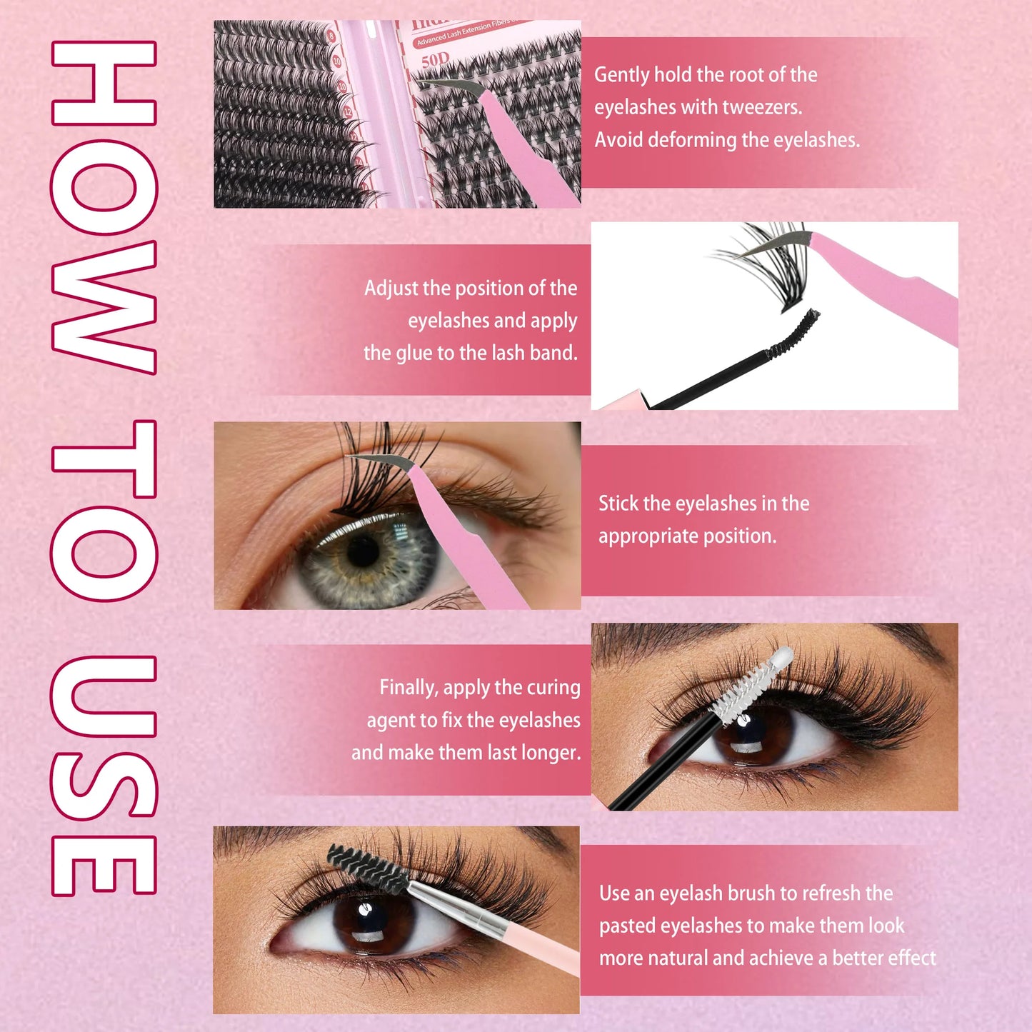 Eyelash 8Cm-16Cm 30+40+50Dindividual Lashes Book Clusters Extensions False Eyelash DIY at Home Cluster Eyelash Extensions Makeup