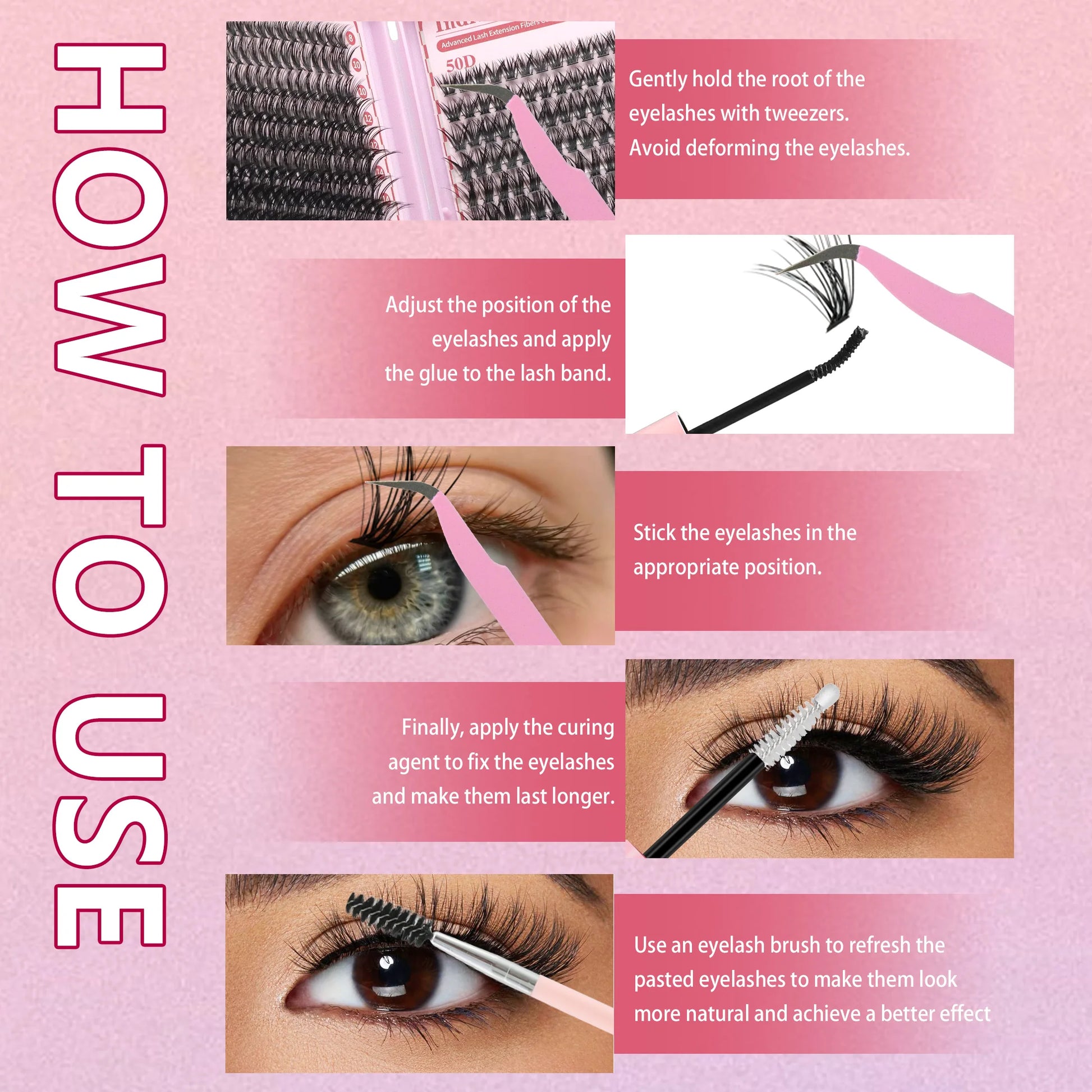 Eyelash 8Cm-16Cm 30+40+50Dindividual Lashes Book Clusters Extensions False Eyelash DIY at Home Cluster Eyelash Extensions Makeup