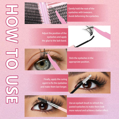 Eyelash 8Cm-16Cm 30+40+50Dindividual Lashes Book Clusters Extensions False Eyelash DIY at Home Cluster Eyelash Extensions Makeup