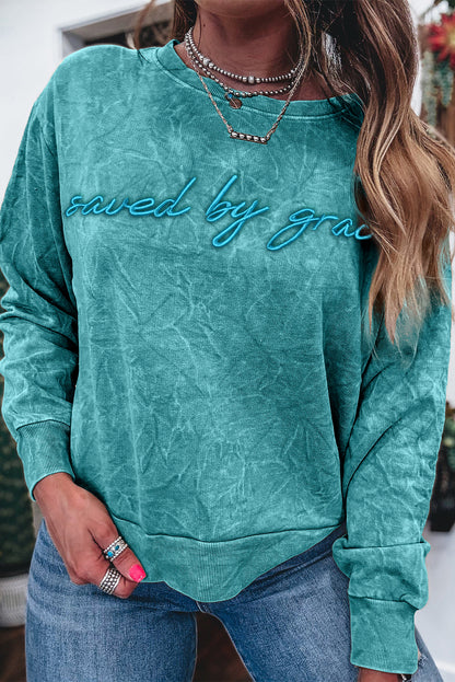 Saved by Grace Beige Graphic Sweatshirt