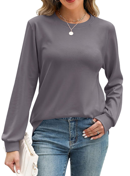Fall Sweatshirts for Women Crewneck Long Sleeve Shirts Casual Tunic Tops Lightweight Pullover Sweatshirts
