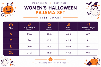 Women’s Halloween Pajama Set – Pumpkin & Ghost Print, 2-Piece