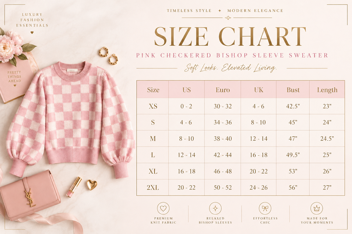 Women’s Oversized Checkerboard Knit Sweater – Crewneck Pullover