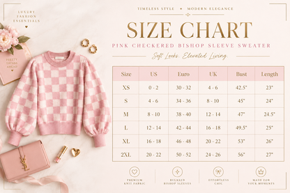 Women’s Oversized Checkerboard Knit Sweater – Crewneck Pullover
